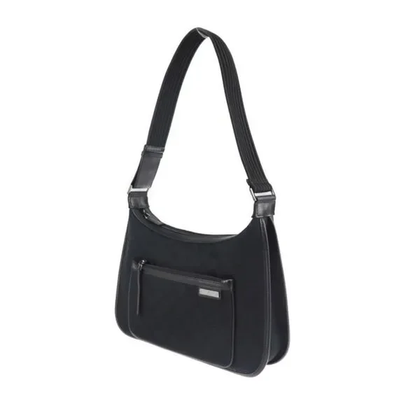 Gucci Canvas Leather Black GG One Shoulder Tote Bag Shoulder Bag - Picture 2 of 6